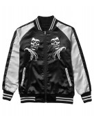 Varsity Misfits Black and Gray Satin Jacket