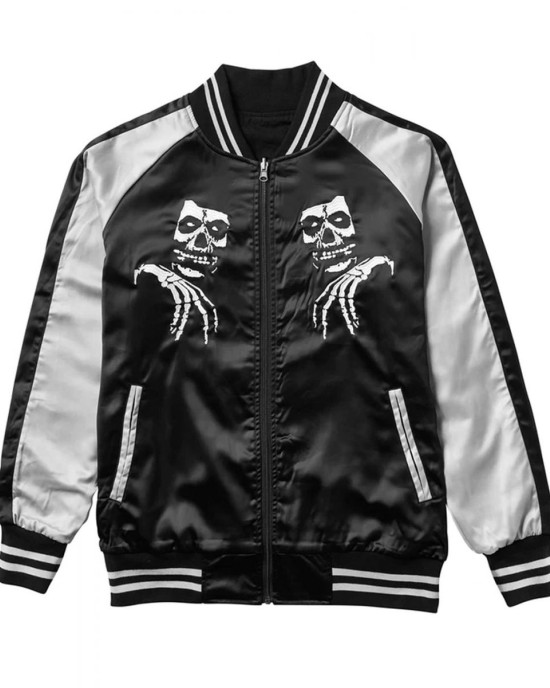 Varsity Misfits Black and Gray Satin Jacket Varsity Misfits Black and Gray Satin Jacket