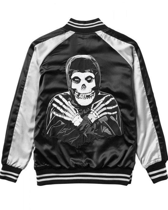 Varsity Misfits Black and Gray Satin Jacket Varsity Misfits Black and Gray Satin Jacket