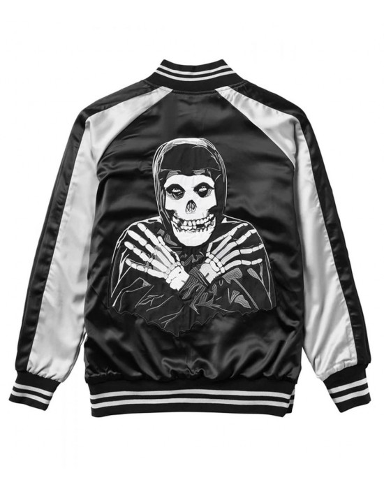 Varsity Misfits Black and Gray Satin Jacket