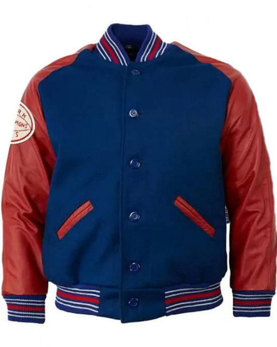 Varsity NY Giants Darius Slayton Blue and Red Jacket Varsity NY Giants Darius Slayton Blue and Red Jacket