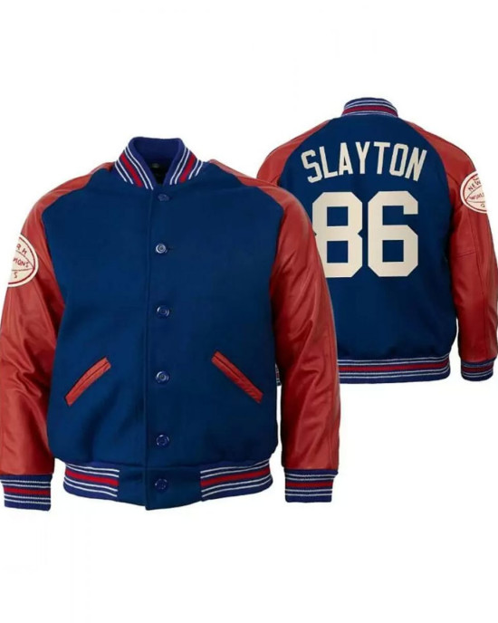 Varsity NY Giants Darius Slayton Blue and Red Jacket Varsity NY Giants Darius Slayton Blue and Red Jacket
