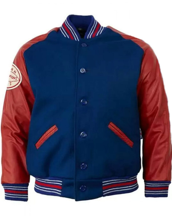 Varsity New York Giants Daniel Jones Red and Blue Jacket Varsity New York Giants Daniel Jones Red and Blue Jacket