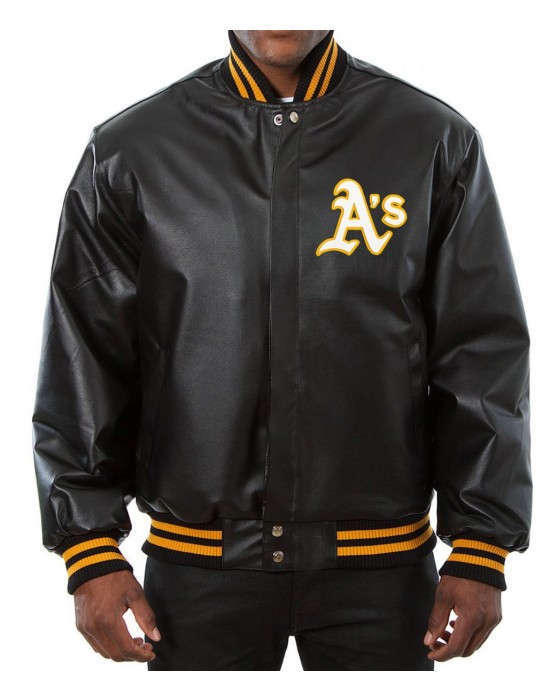 Varsity Oakland Athletics Black Leather Jacket