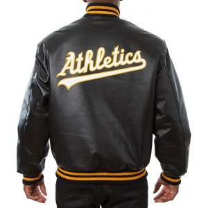 Varsity Oakland Athletics Black Leather Jacket