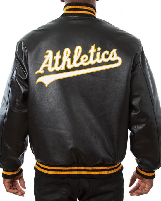 Varsity Oakland Athletics Black Leather Jacket Varsity Oakland Athletics Black Leather Jacket