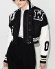 Varsity Off White Cropped Black and White Jacket Varsity Off White Cropped Black and White Jacket