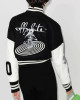 Varsity Off White Cropped Black and White Jacket Varsity Off White Cropped Black and White Jacket