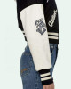 Varsity Off White Cropped Black and White Jacket Varsity Off White Cropped Black and White Jacket