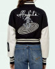 Varsity Off White Cropped Black and White Jacket Varsity Off White Cropped Black and White Jacket