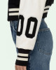 Varsity Off White Cropped Black and White Jacket Varsity Off White Cropped Black and White Jacket