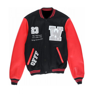 Varsity Off-White 23 Eagle Red and Black/Green and Blue Jacket