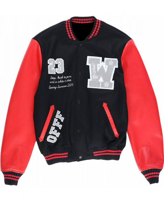 Varsity Off-White 23 Eagle Red and Black/Green and Blue Jacket Varsity Off-White 23 Eagle Red and Black/Green and Blue Jacket