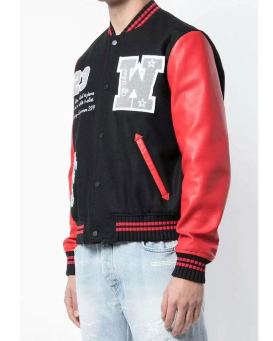 Varsity Off-White 23 Eagle Red and Black/Green and Blue Jacket Varsity Off-White 23 Eagle Red and Black/Green and Blue Jacket