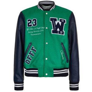 Varsity Off-White 23 Eagle Red and Black/Green and Blue Jacket