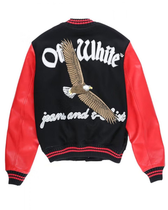 Varsity Off-White 23 Eagle Red and Black/Green and Blue Jacket Varsity Off-White 23 Eagle Red and Black/Green and Blue Jacket