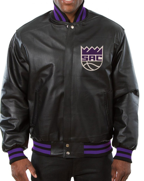 Varsity Sacramento Kings Black Leather Jacket Varsity Sacramento Kings Black Leather Jacket