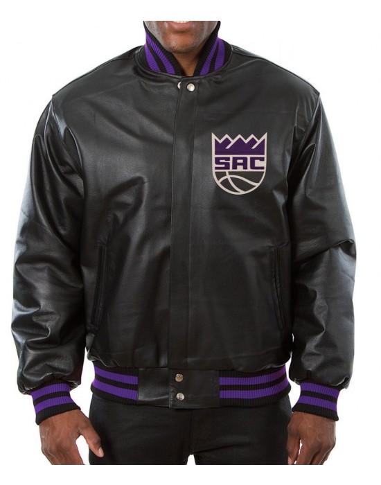 Varsity Sacramento Kings Black Leather Jacket