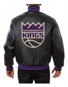 Varsity Sacramento Kings Black Leather Jacket