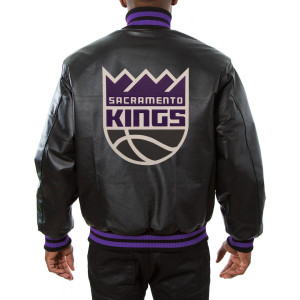 Varsity Sacramento Kings Black Leather Jacket