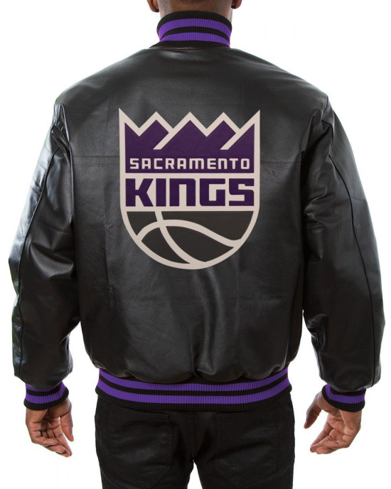 Varsity Sacramento Kings Black Leather Jacket Varsity Sacramento Kings Black Leather Jacket