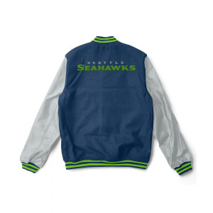 Varsity Seattle Seahawks Gray and Navy Blue Jacket