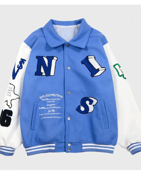 Varsity Skeleton Flocking Hip Hop Jacket Varsity Skeleton Flocking Hip Hop Jacket
