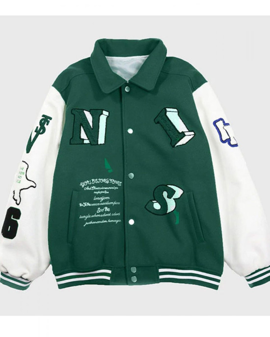 Varsity Skeleton Flocking Hip Hop Jacket Varsity Skeleton Flocking Hip Hop Jacket