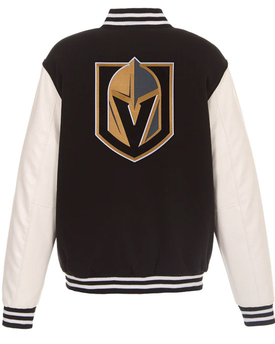 Vegas Golden Knights Varsity Black and White Jacket Vegas Golden Knights Varsity Black and White Jacket