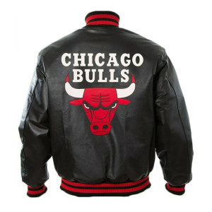 Vintage Chicago Bulls 90's Basketball NBA Jordan Hip Hop Letterman Bomber Black Leather Jacket