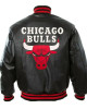 Vintage Chicago Bulls 90's Basketball NBA Jordan Hip Hop Letterman Bomber Black Leather Jacket