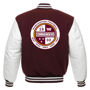 Washington Commanders Letterman Maroon and White Jacket