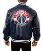 Washington Wizards Letterman Navy Blue Leather Jacket