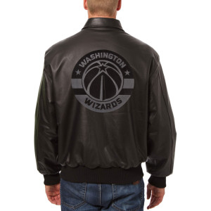 Washington Wizards Printed Leather Black Jacket