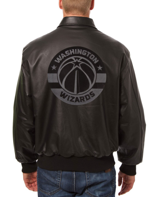 Washington Wizards Printed Leather Black Jacket