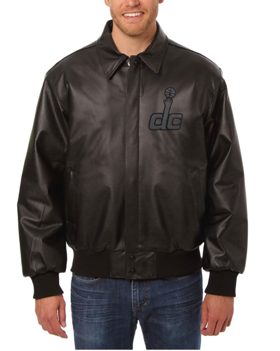 Washington Wizards Printed Leather Black Jacket