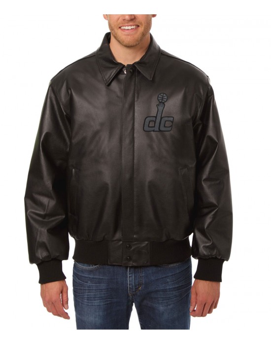 Washington Wizards Printed Leather Black Jacket