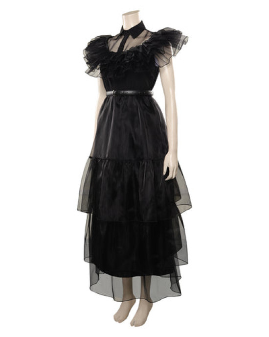Wednesday Addams Black Party Dress Cosplay Costume Outfits Halloween Party Suit