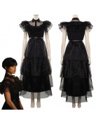 Wednesday Addams Black Party Dress Cosplay Costume Outfits Halloween Party Suit