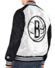 White/Black Brooklyn Nets Renegade Varsity Satin Jacket