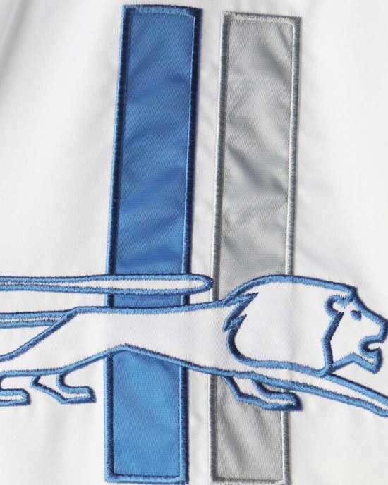 White/Blue Detroit Lions Clean Up Throwback Satin Jacket White/Blue Detroit Lions Clean Up Throwback Satin Jacket