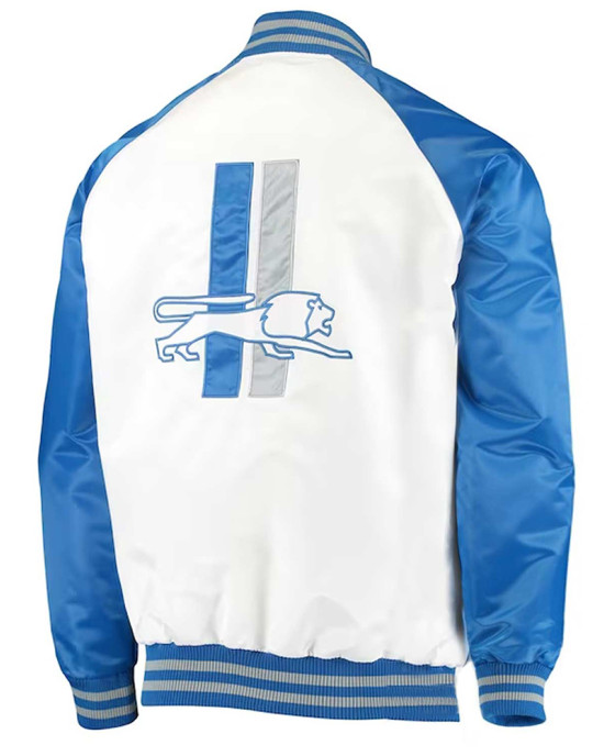 White/Blue Detroit Lions Clean Up Throwback Satin Jacket White/Blue Detroit Lions Clean Up Throwback Satin Jacket