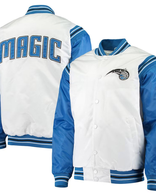 White/Blue Orlando Magic Renegade Varsity Satin Jacket White/Blue Orlando Magic Renegade Varsity Satin Jacket