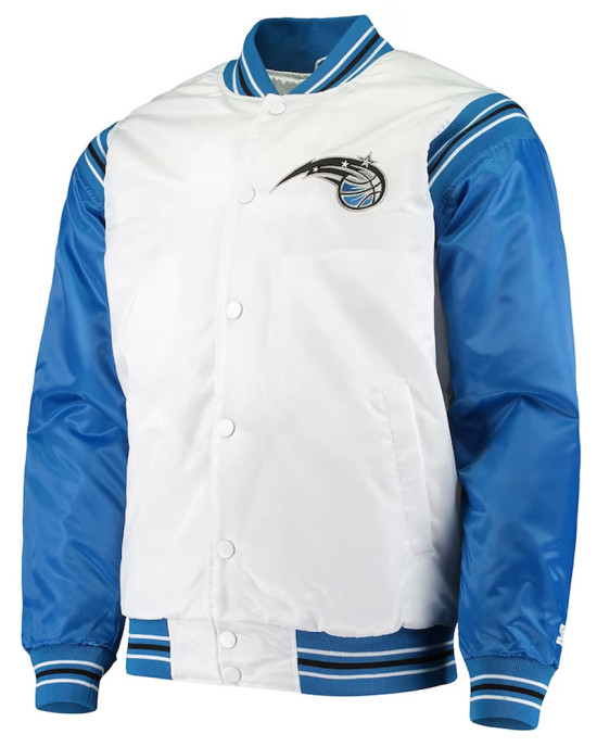 White/Blue Orlando Magic Renegade Varsity Satin Jacket White/Blue Orlando Magic Renegade Varsity Satin Jacket