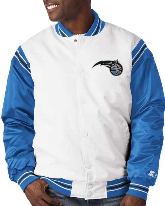 White/Blue Orlando Magic Renegade Varsity Satin Jacket White/Blue Orlando Magic Renegade Varsity Satin Jacket