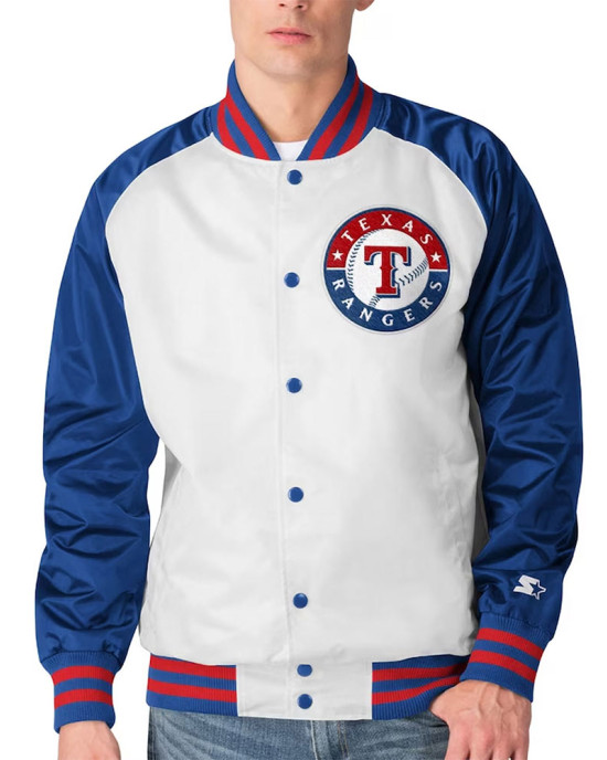 White/Blue Texas Rangers Clean-Up Hitter Jacket White/Blue Texas Rangers Clean-Up Hitter Jacket