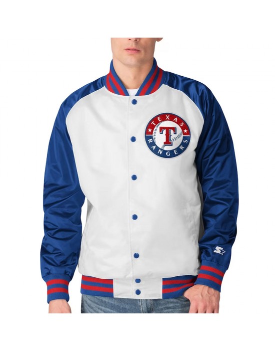 White/Blue Texas Rangers Clean-Up Hitter Jacket