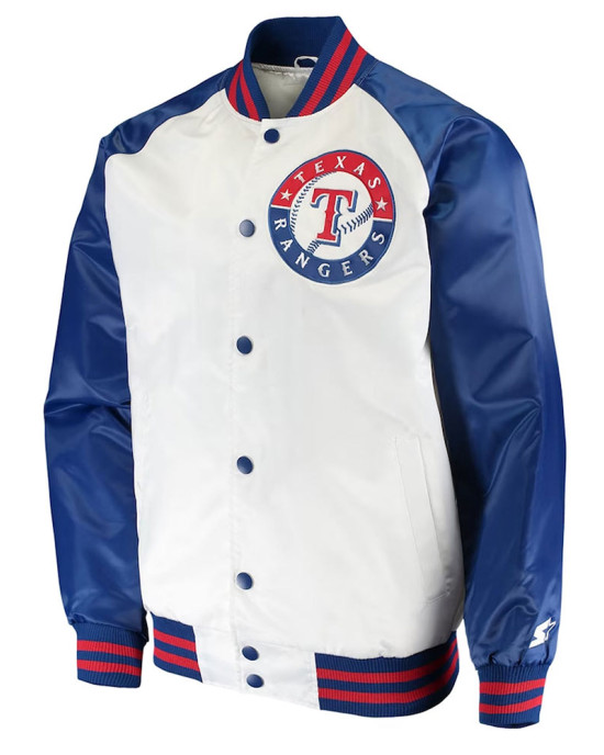 White/Blue Texas Rangers Clean-Up Hitter Jacket White/Blue Texas Rangers Clean-Up Hitter Jacket