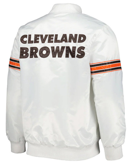 White Cleveland Browns The Power Forward Satin Jacket White Cleveland Browns The Power Forward Satin Jacket