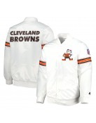 White Cleveland Browns The Power Forward Satin Jacket